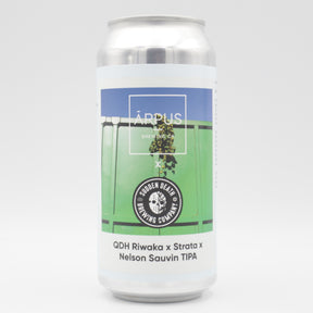 This is a can of Arpus Brewing Co / Sudden Death - QDH Riwaka x Strata x Nelson Sauvin TIPA - 10% (440ml). It is a Triple IPA craft beer available to buy from Ghost Whale, voted London's best craft beer shop.