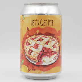 This is a can of Alchemik - Lets Get Pie: Cherry & Quince - 6% (330ml). It is a Sour craft beer available to buy from Ghost Whale, voted London's best craft beer shop.