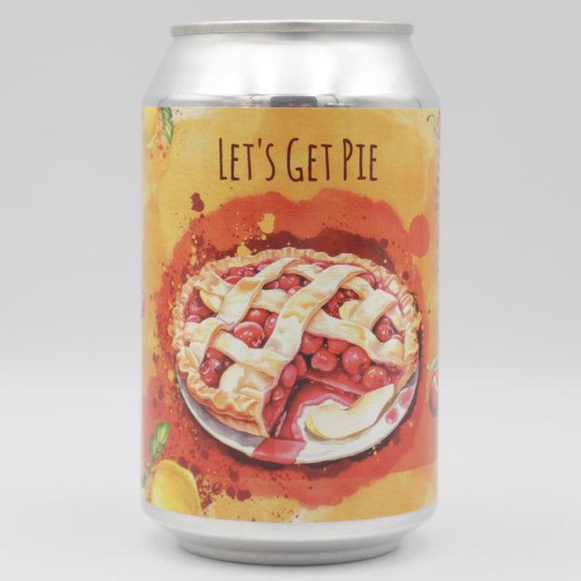 This is a can of Alchemik - Lets Get Pie: Cherry & Quince - 6% (330ml). It is a Sour craft beer available to buy from Ghost Whale, voted London's best craft beer shop.