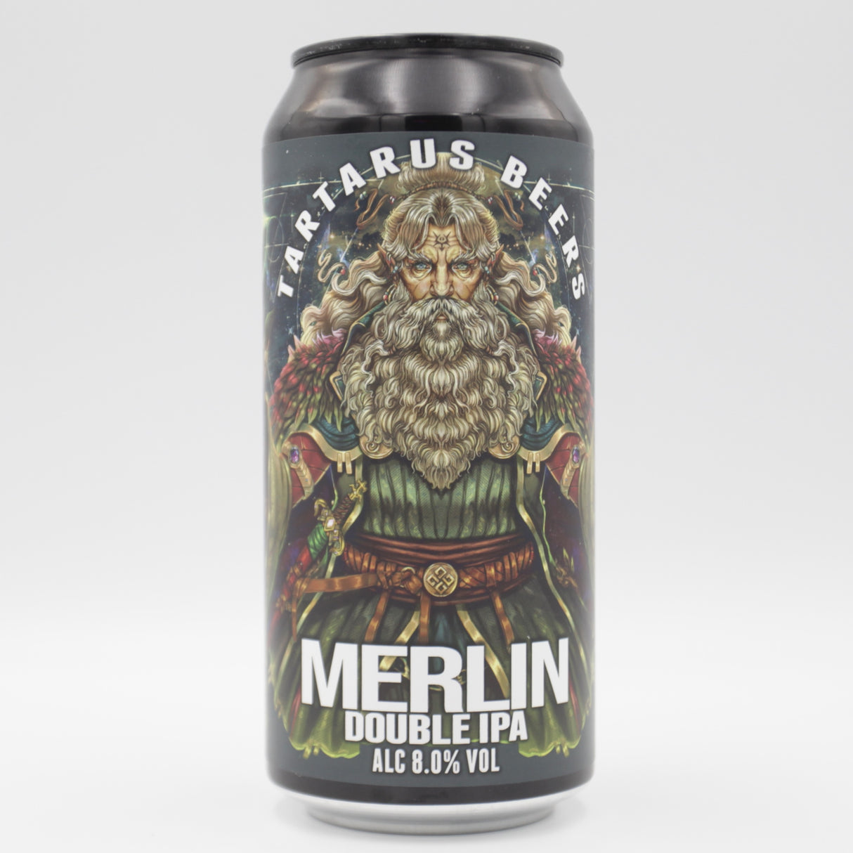 This is a can of Tartarus - Merlin - 8% (440ml). It is a Double IPA craft beer available to buy from Ghost Whale, voted London's best craft beer shop.