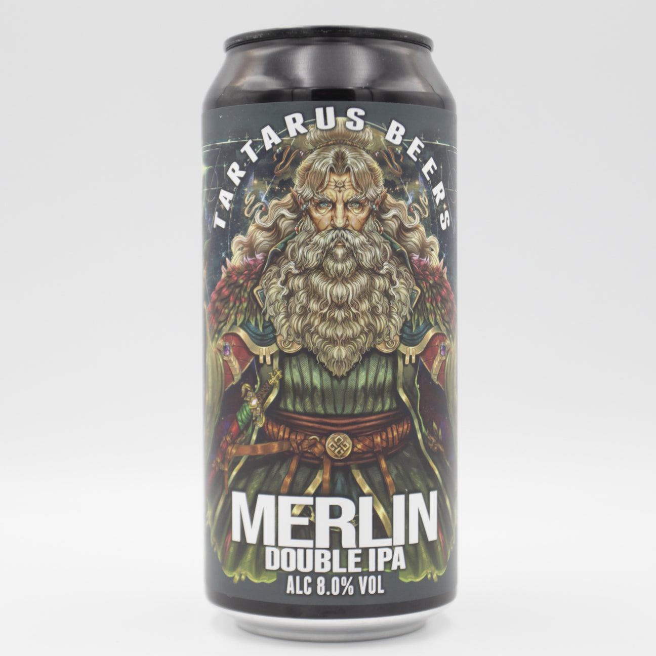 This is a can of Tartarus - Merlin - 8% (440ml). It is a Double IPA craft beer available to buy from Ghost Whale, voted London's best craft beer shop.