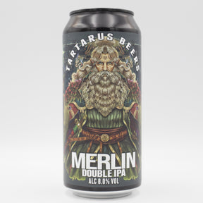 This is a can of Tartarus - Merlin - 8% (440ml). It is a Double IPA craft beer available to buy from Ghost Whale, voted London's best craft beer shop.