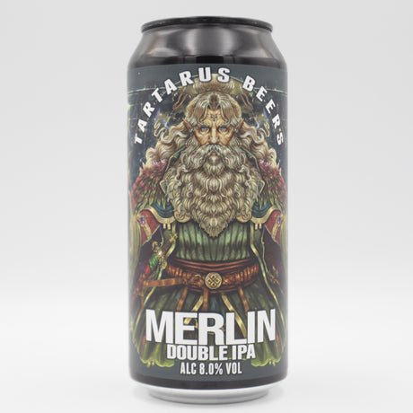 This is a can of Tartarus - Merlin - 8% (440ml). It is a Double IPA craft beer available to buy from Ghost Whale, voted London's best craft beer shop.