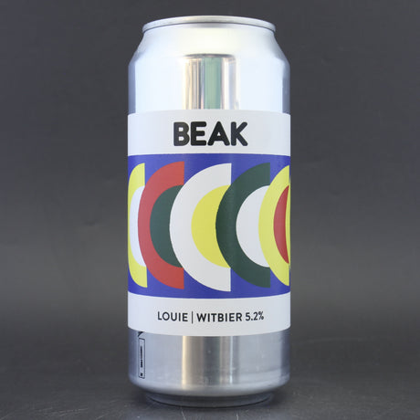 This is a can of Beak Brewery - Louie - 5.2% (440ml). It is a Wit / Wheat craft beer available to buy from Ghost Whale, voted London's best craft beer shop.