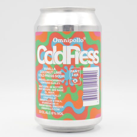 This is a can of Omnipollo - Cold Press - 6% (330ml). It is a Sour craft beer available to buy from Ghost Whale, voted London's best craft beer shop.