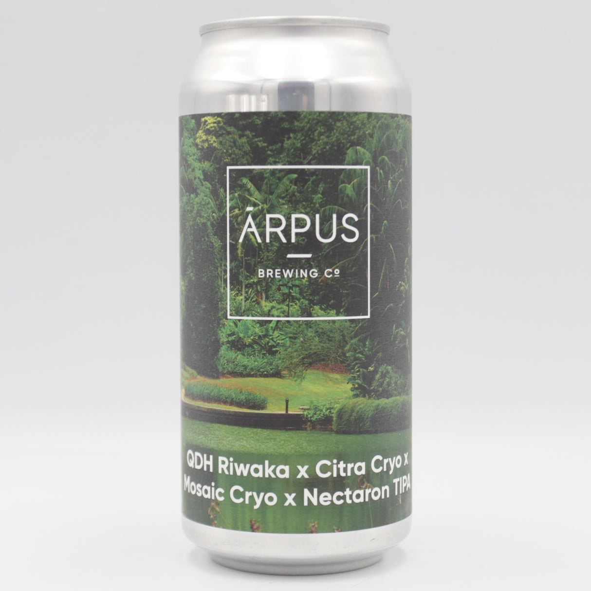 This is a can of Arpus Brewing Co - QDH Riwaka x Citra Cryo x Mosaic Cryo x Nectaron TIPA - 10.3% (440ml). It is a Triple IPA craft beer available to buy from Ghost Whale, voted London's best craft beer shop.