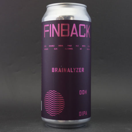 This is a can of Finback - Brainalyzer - 8.8% (473ml). It is a Double IPA craft beer available to buy from Ghost Whale, voted London's best craft beer shop.