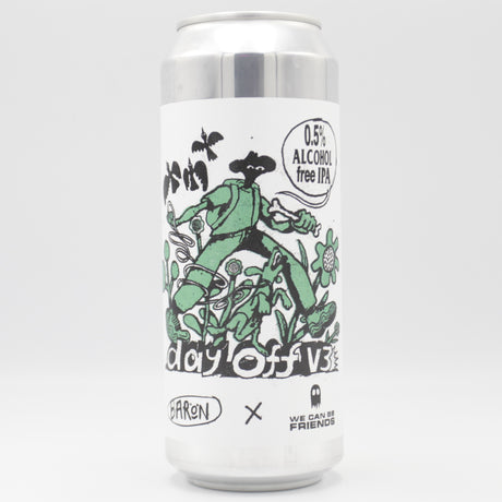 This is a can of Baron / We Can Be Friends - Day Off v3 - 0.5% (500ml). It is a IPA craft beer available to buy from Ghost Whale, voted London's best craft beer shop.