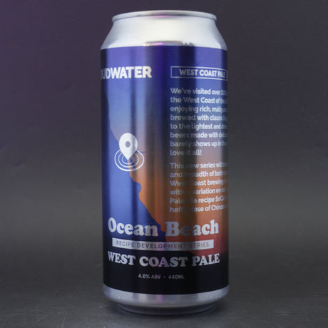 This is a can of Cloudwater - Ocean Beach - 4% (440ml). It is a Pale Ale craft beer available to buy from Ghost Whale, voted London's best craft beer shop.