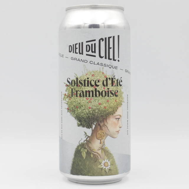 This is a can of Dieu Du Ciel - Solstice D'Eté Framboise - 5.9% (473ml). It is a Sour craft beer available to buy from Ghost Whale, voted London's best craft beer shop.