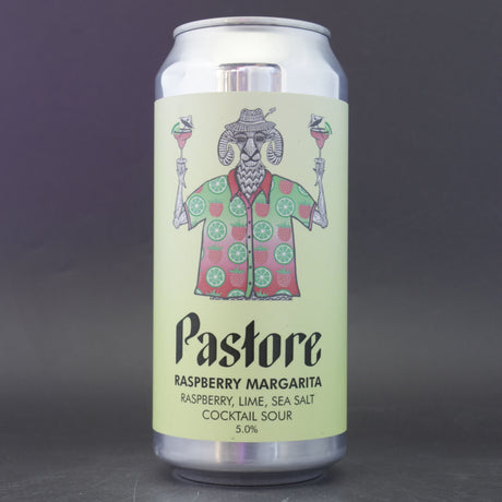 This is a can of Pastore - Raspberry Margarita - 5% (440ml). It is a Sour craft beer available to buy from Ghost Whale, voted London's best craft beer shop.