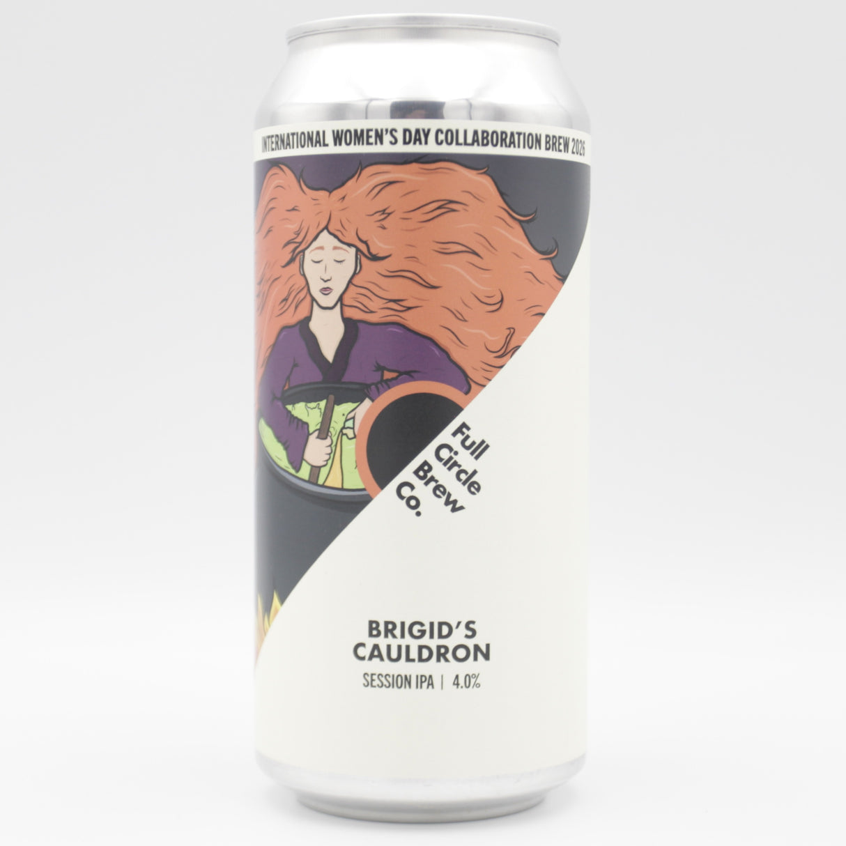 This is a can of Full Circle Brew Co - Brigid's Cauldron - 4% (440ml). It is a Session IPA craft beer available to buy from Ghost Whale, voted London's best craft beer shop.