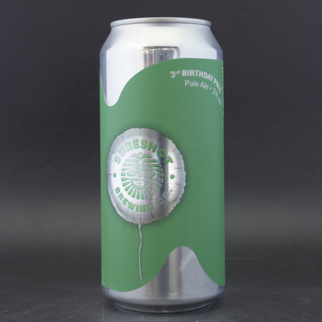 This is a can of Sureshot - 3rd Birthday Pale - 3% (440ml). It is a Pale Ale craft beer available to buy from Ghost Whale, voted London's best craft beer shop.