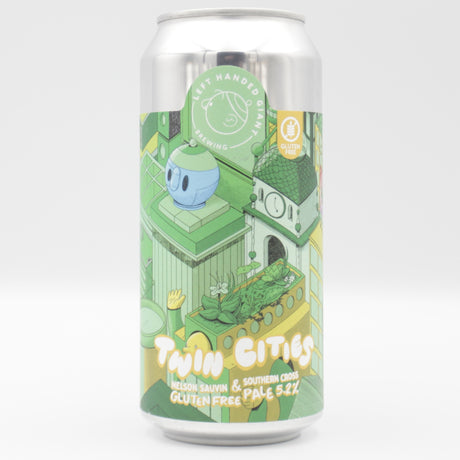 This is a can of Left Handed Giant - Twin Cities: Nelson & Southern Cross - 5.2% (440ml). It is a Pale Ale craft beer available to buy from Ghost Whale, voted London's best craft beer shop.