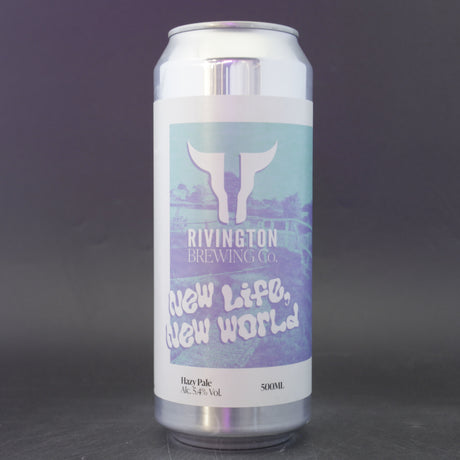 This is a can of Rivington - New Life New World - 5.4% (500ml). It is a Pale Ale craft beer available to buy from Ghost Whale, voted London's best craft beer shop.