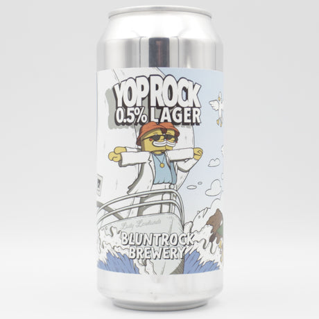 This is a can of Bluntrock - YOP Rock - 0.5% (440ml). It is a Lager / Pilsner / Kölsch craft beer available to buy from Ghost Whale, voted London's best craft beer shop.