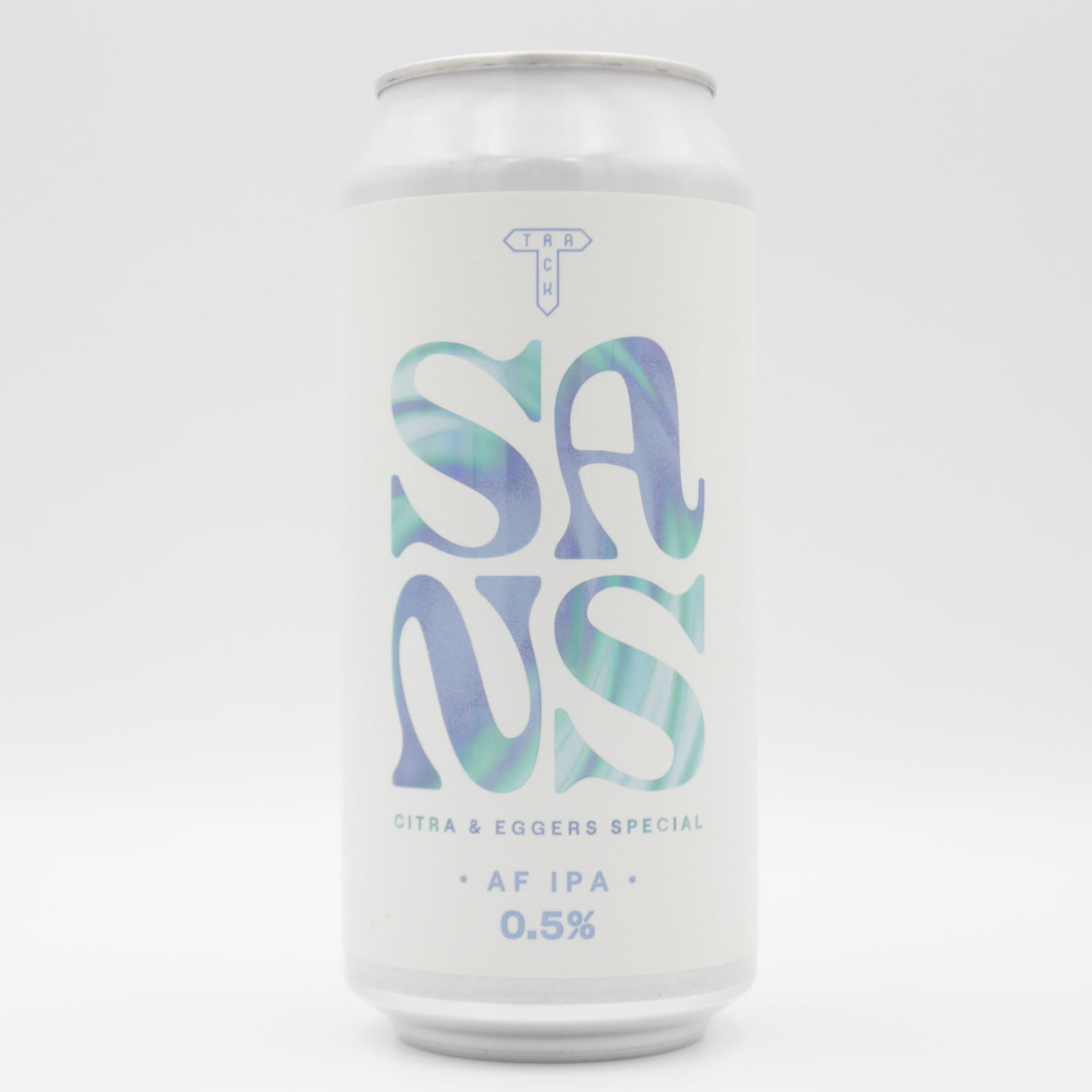 This is a can of Track - SANS - 0.5% (440ml). It is a IPA craft beer available to buy from Ghost Whale, voted London's best craft beer shop.