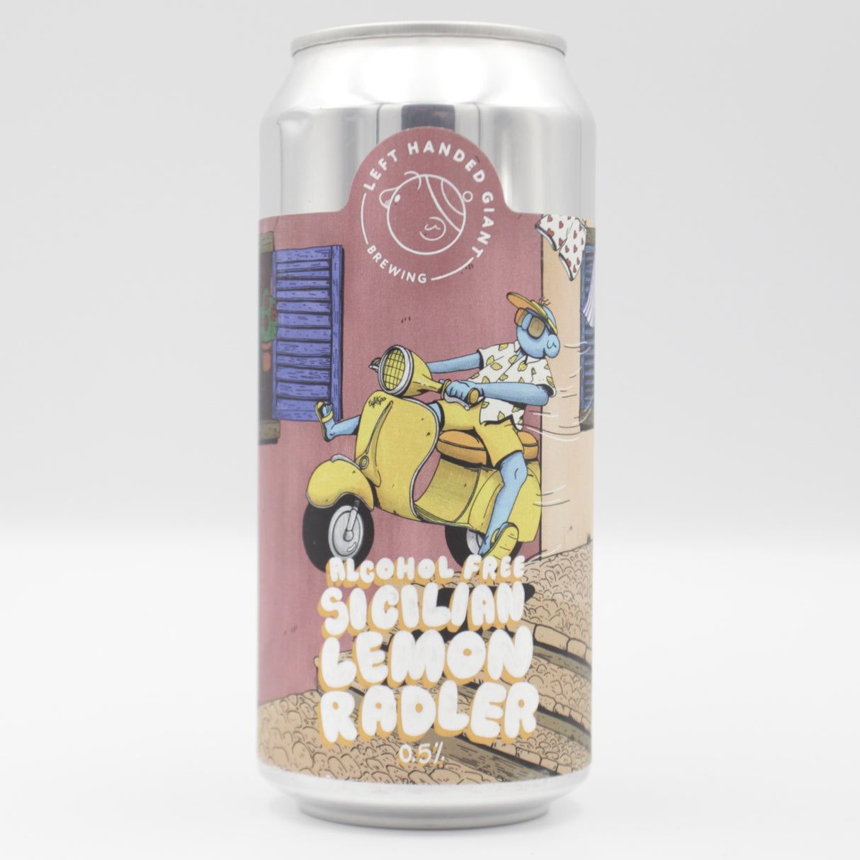 This is a can of Left Handed Giant - Alcohol Free Sicilian Lemon Radler - 0.5% (440ml). It is a Radler craft beer available to buy from Ghost Whale, voted London's best craft beer shop.