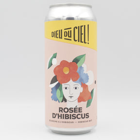 This is a can of Dieu Du Ciel - Rosée d'Hibiscus - 5.9% (473ml). It is a Wit / Wheat craft beer available to buy from Ghost Whale, voted London's best craft beer shop.