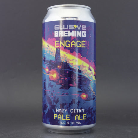 This is a can of Elusive Brewing - Engage - 4.5% (440ml). It is a Pale Ale craft beer available to buy from Ghost Whale, voted London's best craft beer shop.