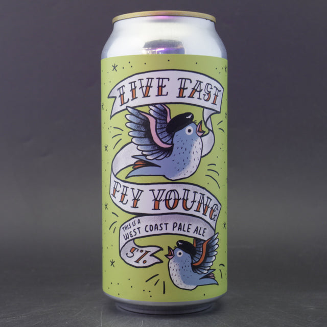 This is a can of Pretty Decent - Live Fast Fly Young - 5% (440ml). It is a Pale Ale craft beer available to buy from Ghost Whale, voted London's best craft beer shop.