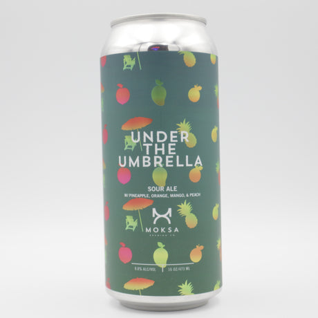 This is a can of Moksa - Under The Umbrella - 8.8% (473ml). It is a Sour craft beer available to buy from Ghost Whale, voted London's best craft beer shop.