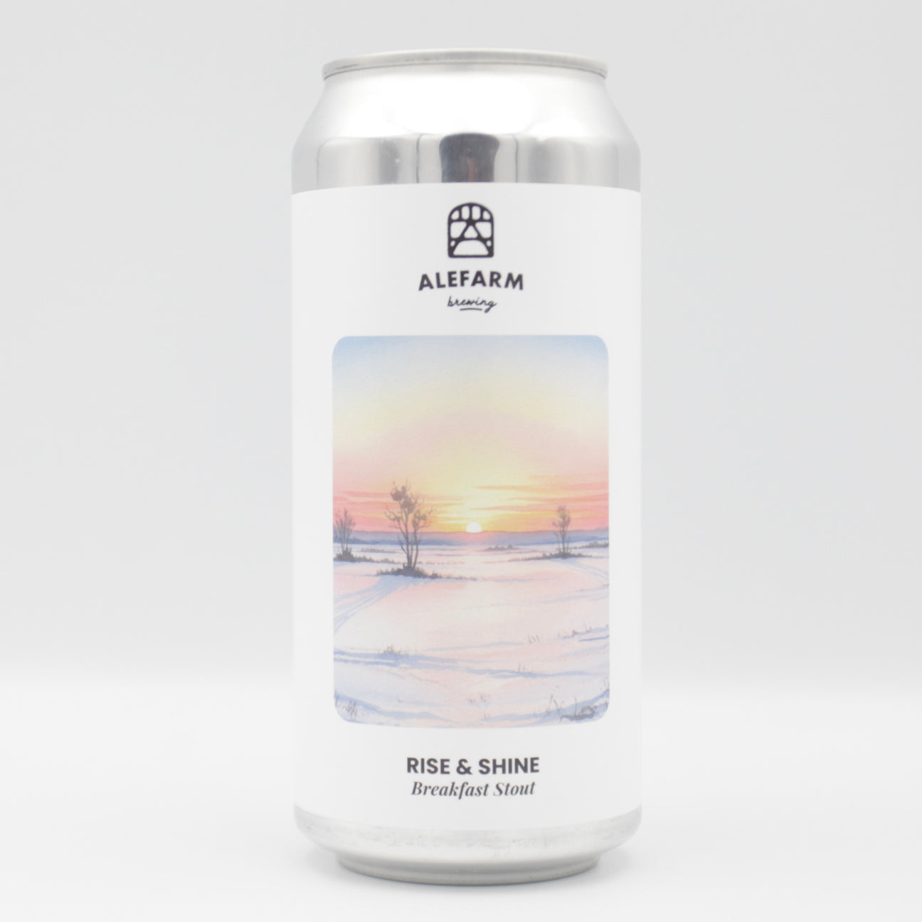 This is a can of Alefarm - Rise & Shine - 4% (440ml). It is a Stout / Porter craft beer available to buy from Ghost Whale, voted London's best craft beer shop.