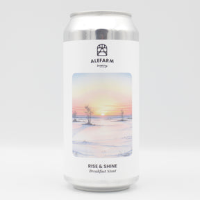This is a can of Alefarm - Rise & Shine - 4% (440ml). It is a Stout / Porter craft beer available to buy from Ghost Whale, voted London's best craft beer shop.