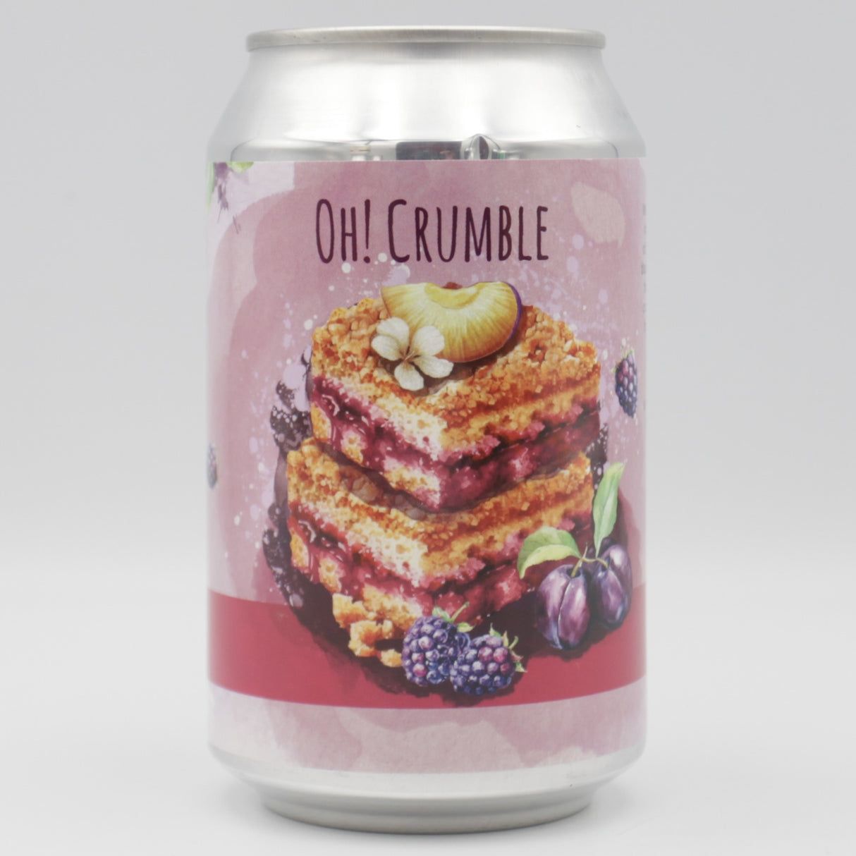 This is a can of Alchemik - Oh! Crumble! Blackberry & Plum - 6% (330ml). It is a Sour craft beer available to buy from Ghost Whale, voted London's best craft beer shop.