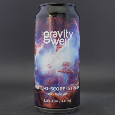 This is a can of Gravity Well - Smell-O-Scope: Strata - 5% (440ml). It is a Pale Ale craft beer available to buy from Ghost Whale, voted London's best craft beer shop.