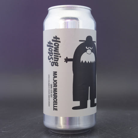 This is a can of Howling Hops - Major Marcelle - 8.1% (440ml). It is a Double IPA craft beer available to buy from Ghost Whale, voted London's best craft beer shop.