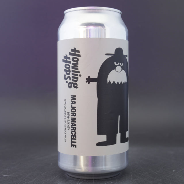 This is a can of Howling Hops - Major Marcelle - 8.1% (440ml). It is a Double IPA craft beer available to buy from Ghost Whale, voted London's best craft beer shop.