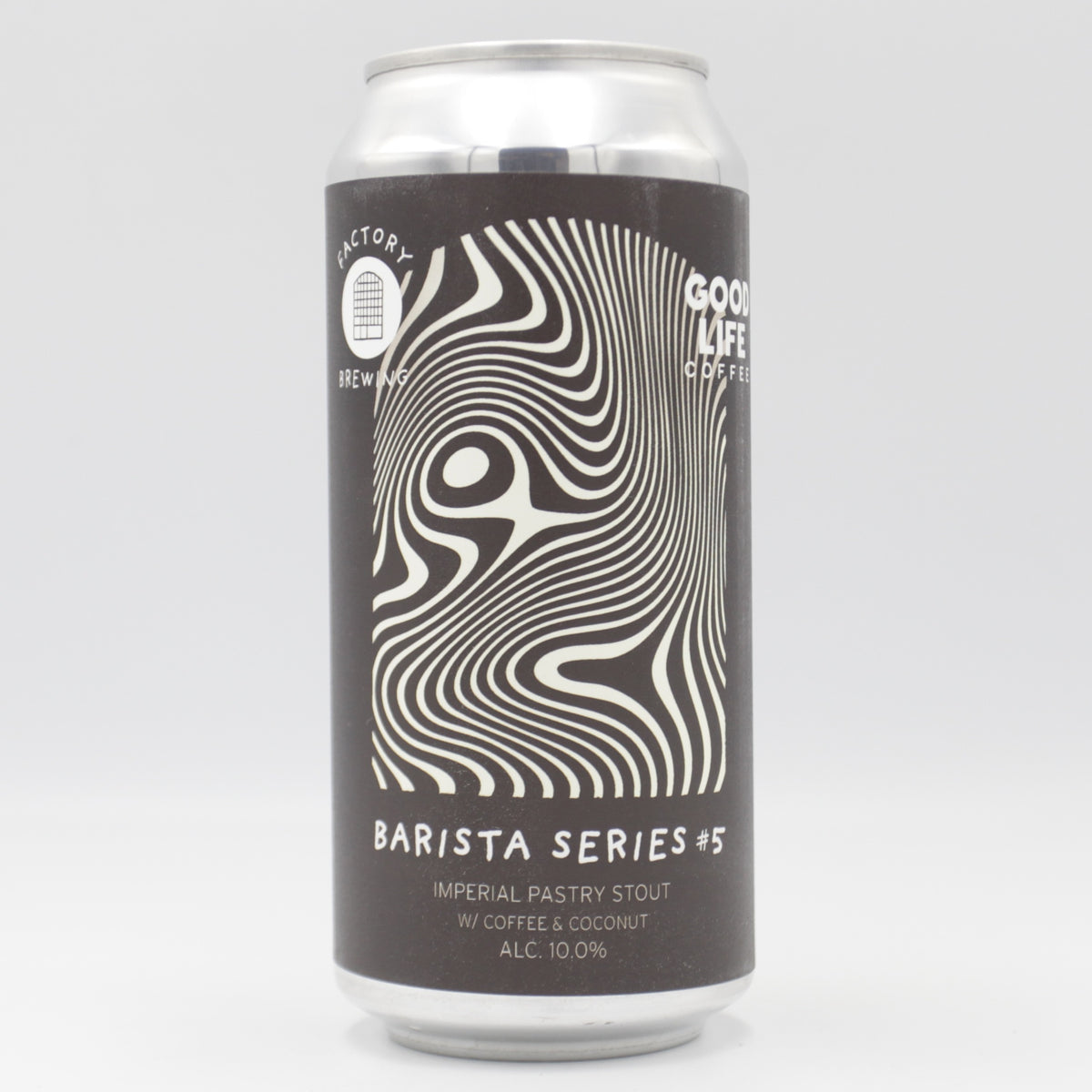 This is a can of Factory Brewing - Barista Series #5 - 10% (440ml). It is a Imperial Stout / Porter craft beer available to buy from Ghost Whale, voted London's best craft beer shop.