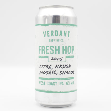 This is a can of Verdant - Fresh Hop 2025 - 6.5% (440ml). It is a IPA craft beer available to buy from Ghost Whale, voted London's best craft beer shop.
