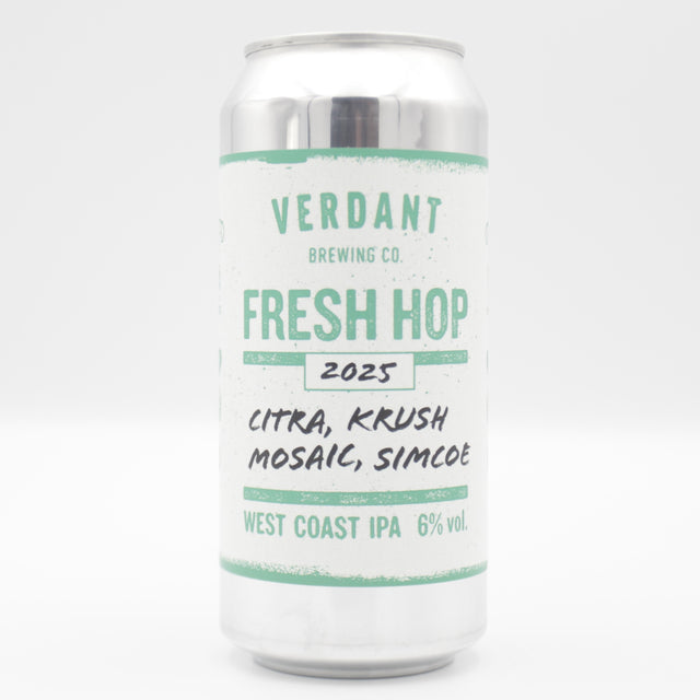 This is a can of Verdant - Fresh Hop 2025 - 6.5% (440ml). It is a IPA craft beer available to buy from Ghost Whale, voted London's best craft beer shop.