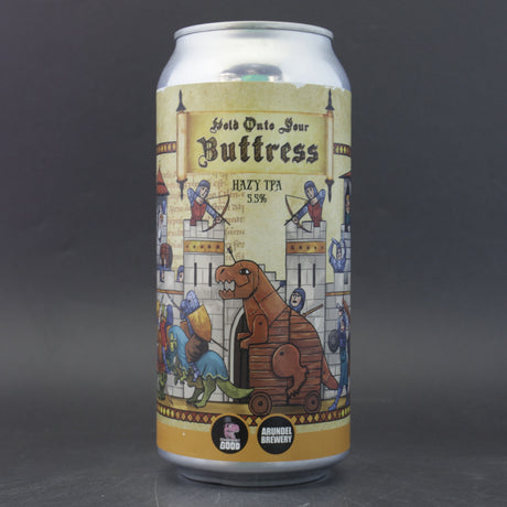 This is a can of Staggeringly Good / Arundel - Hold Onto Your Butress - 5.5% (440ml). It is a Pale Ale craft beer available to buy from Ghost Whale, voted London's best craft beer shop.