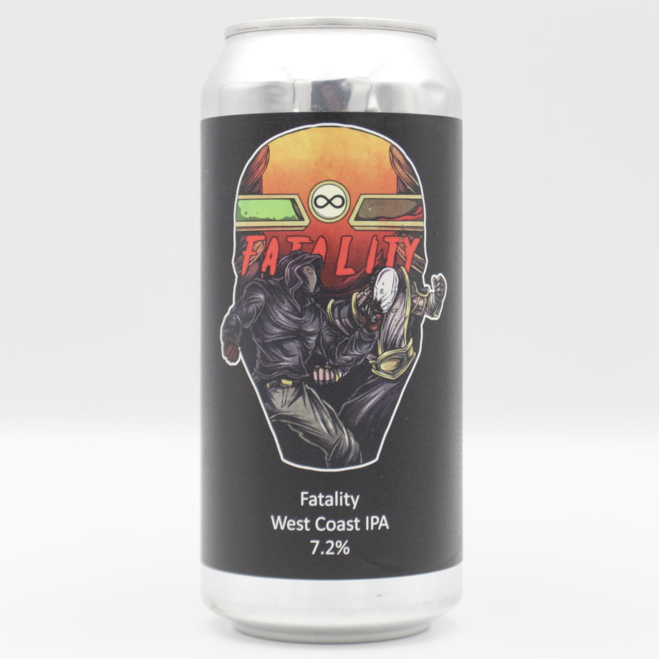 This is a can of Dark Element - Fatality - 7.2% (440ml). It is a IPA craft beer available to buy from Ghost Whale, voted London's best craft beer shop.