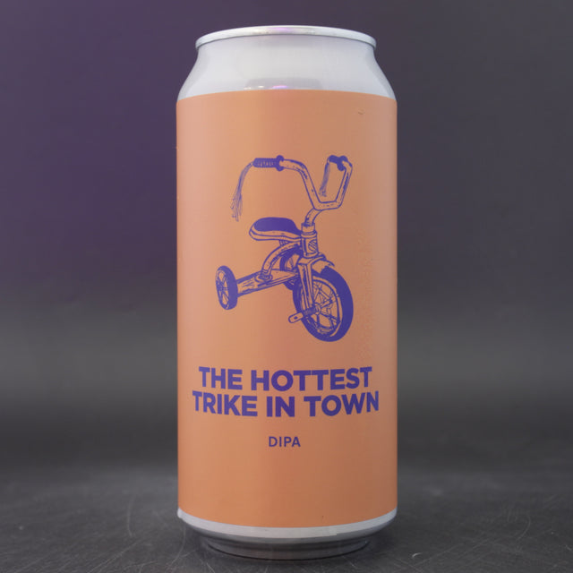 This is a can of Pomona Island - The Hottest Trike In Town - 8.2% (440ml). It is a Double IPA craft beer available to buy from Ghost Whale, voted London's best craft beer shop.