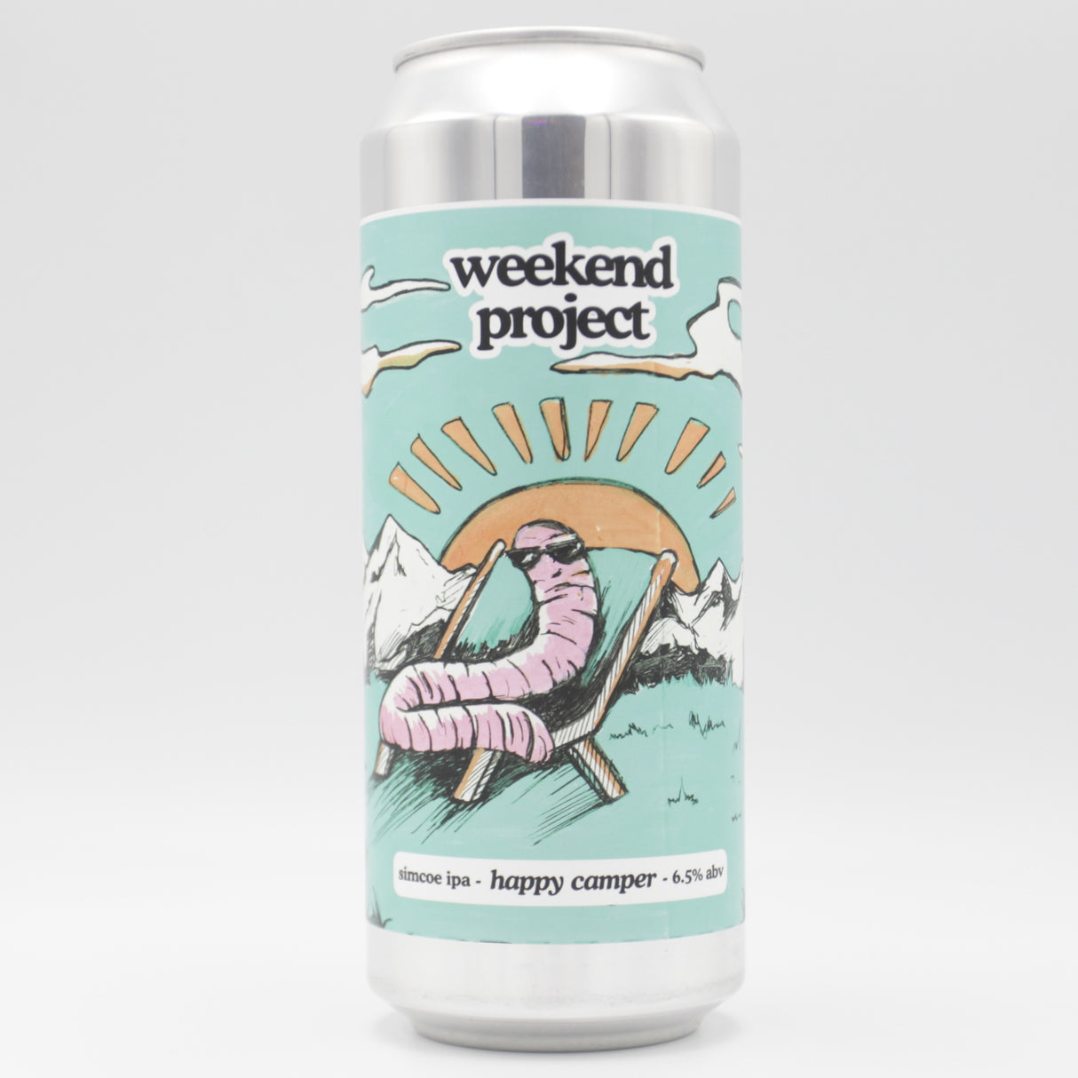 This is a can of Weekend Project - Happy Camper - 6.5% (500ml). It is a IPA craft beer available to buy from Ghost Whale, voted London's best craft beer shop.