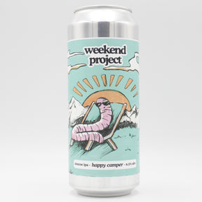 This is a can of Weekend Project - Happy Camper - 6.5% (500ml). It is a IPA craft beer available to buy from Ghost Whale, voted London's best craft beer shop.