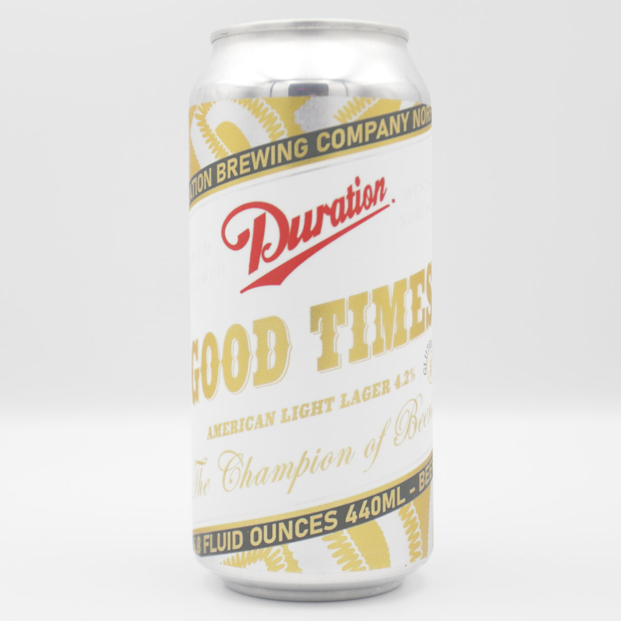 This is a can of Duration - Good Times - 4.2% (440ml). It is a Lager / Pilsner / Kölsch craft beer available to buy from Ghost Whale, voted London's best craft beer shop.