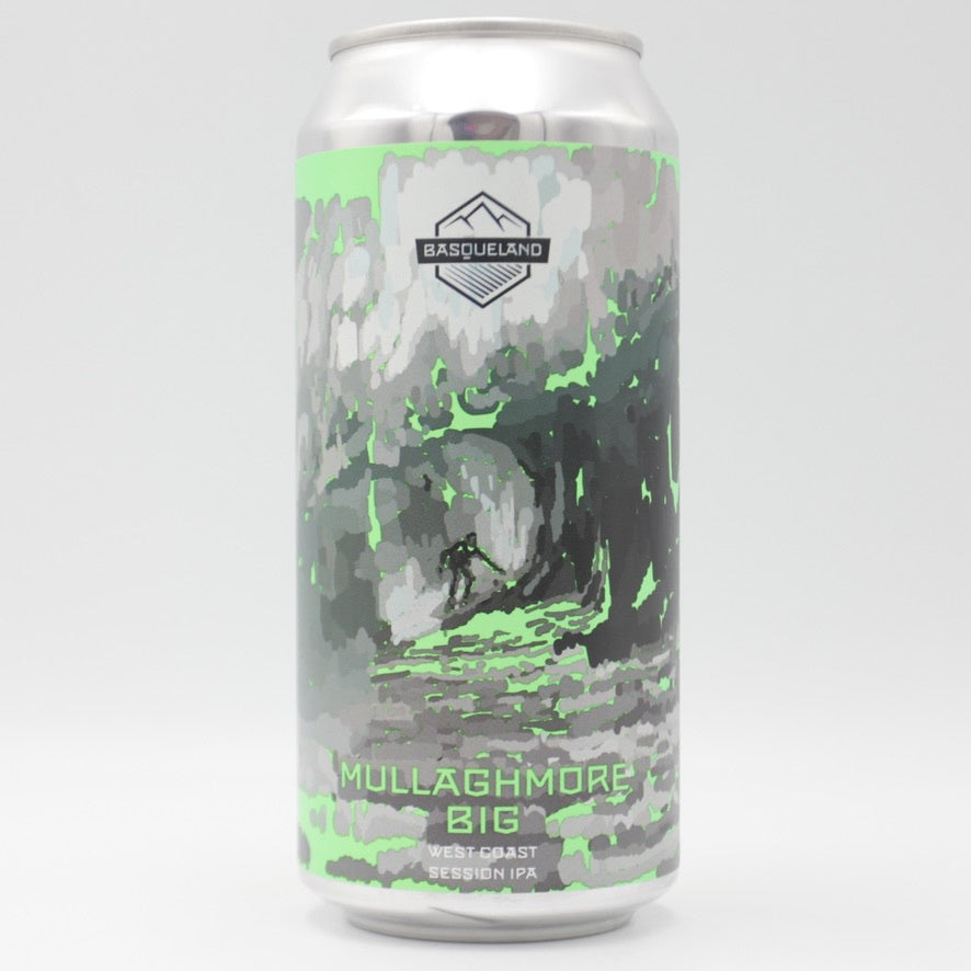 This is a can of Basqueland - Mullaghmore Big - 5.3% (440ml). It is a Session IPA craft beer available to buy from Ghost Whale, voted London's best craft beer shop.