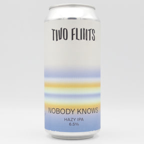 This is a can of Two Flints - Nobody Knows - 6.5% (440ml). It is a IPA craft beer available to buy from Ghost Whale, voted London's best craft beer shop.