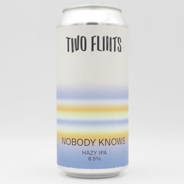 This is a can of Two Flints - Nobody Knows - 6.5% (440ml). It is a IPA craft beer available to buy from Ghost Whale, voted London's best craft beer shop.