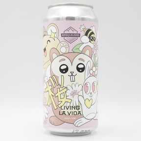 This is a can of Basqueland - Living La Vida - 6% (440ml). It is a IPA craft beer available to buy from Ghost Whale, voted London's best craft beer shop.