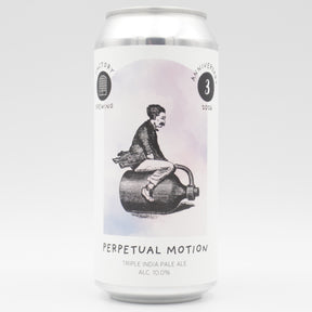 This is a can of Factory Brewing / Arpus Brewing Co - Perpetual Motion - 10% (440ml). It is a Triple IPA craft beer available to buy from Ghost Whale, voted London's best craft beer shop.