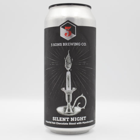 This is a can of 3 Sons - Silent Night - 10% (473ml). It is a Imperial Stout / Porter craft beer available to buy from Ghost Whale, voted London's best craft beer shop.