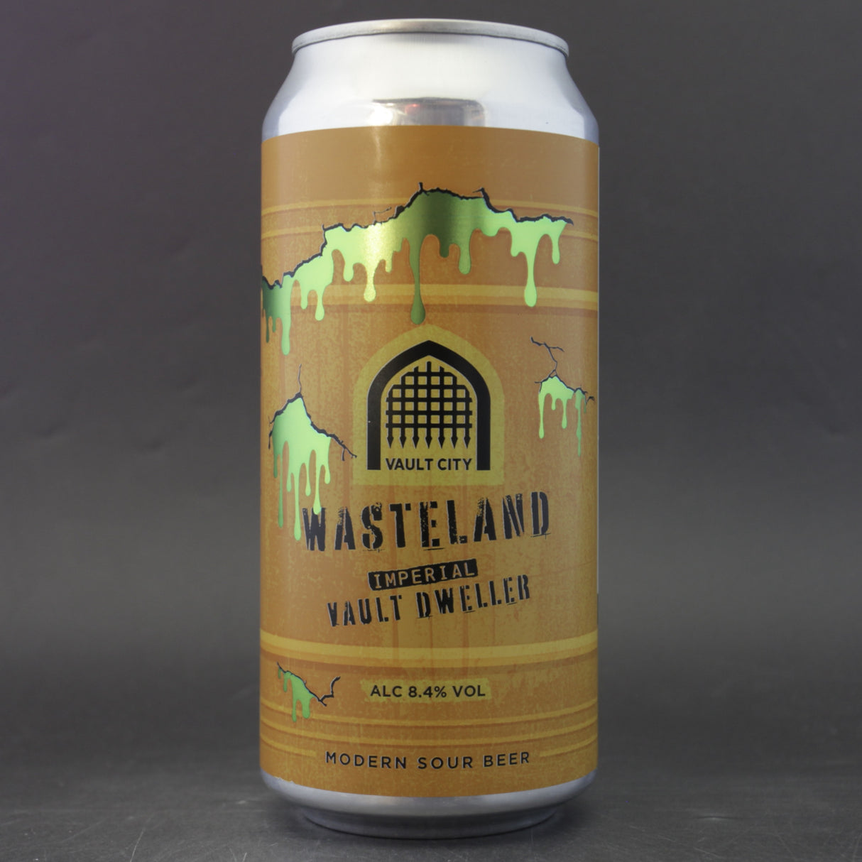 This is a can of Vault City - Wasteland Imperial Vault Dweller - 8.4% (440ml). It is a Sour craft beer available to buy from Ghost Whale, voted London's best craft beer shop.