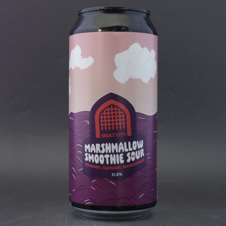 This is a can of Vault City - Marshmallow Smoothie Sour: Blueberry, Raspberry, Blackberry - 11.5% (440ml). It is a Sour craft beer available to buy from Ghost Whale, voted London's best craft beer shop.