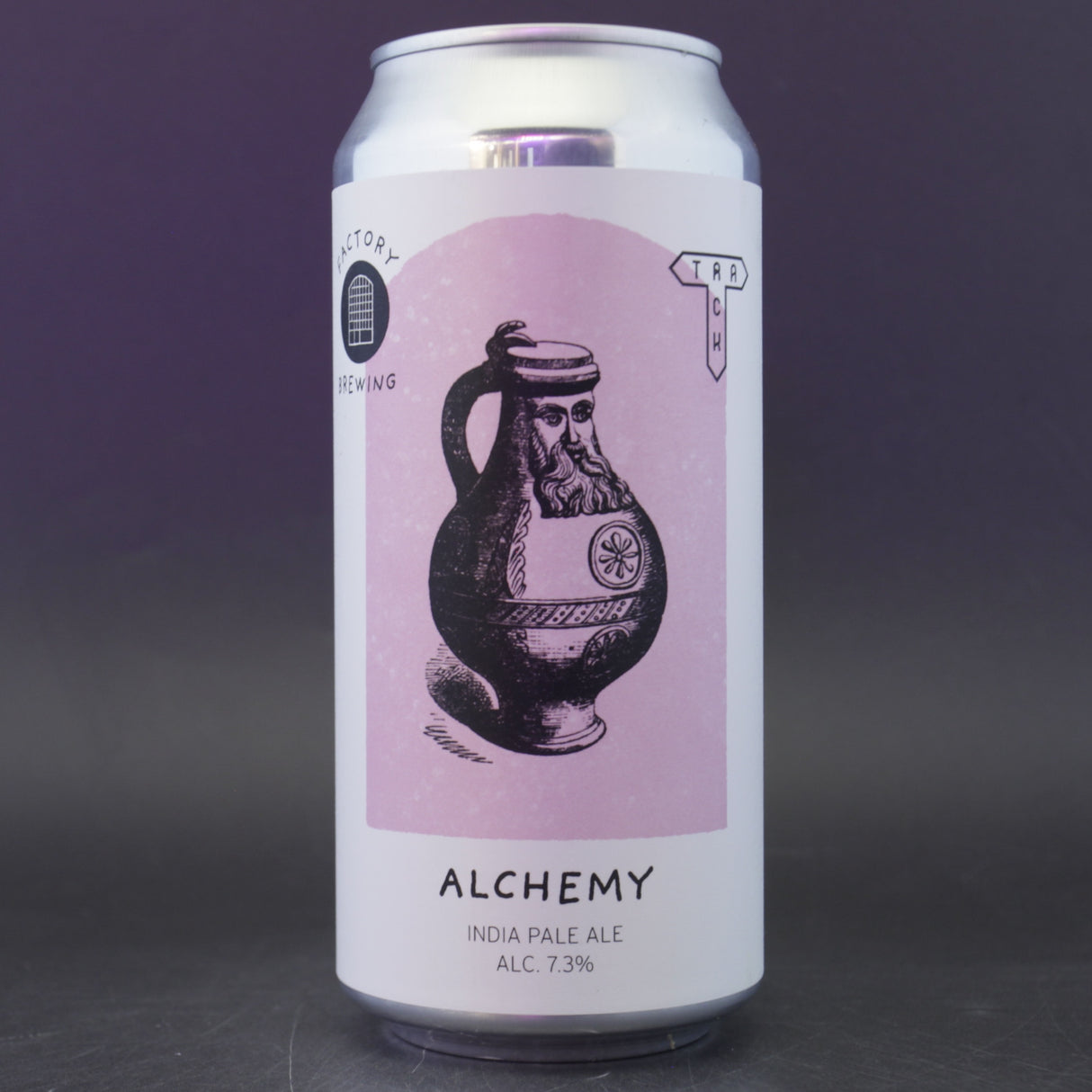 This is a can of Factory Brewing / Track - Alchemy - 7.3% (440ml). It is a IPA craft beer available to buy from Ghost Whale, voted London's best craft beer shop.